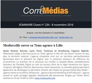 Mediaveille ouvre sa 7ème agence à Lille – Com&Medias